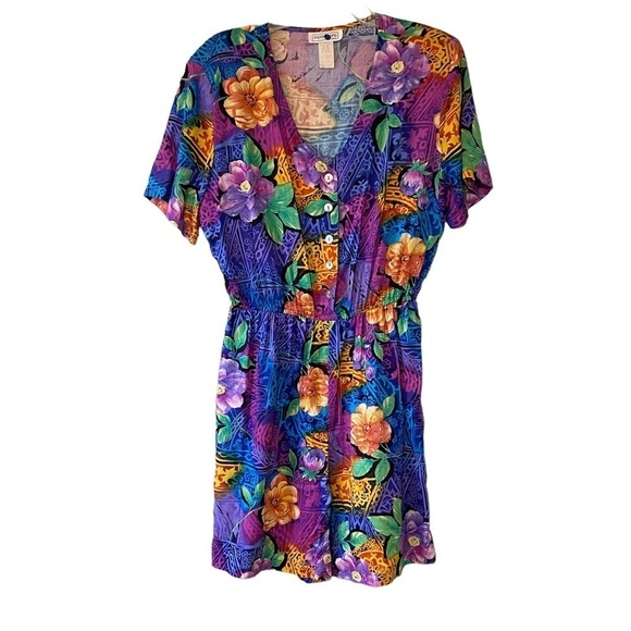 Vintage 1980’s Floral Romper Deadstock Button Down Sz Large - Picture 1 of 7